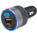 FORCELL F-ENERGY Alu autolaturi 2 x Type C + USB A PD QC4.0 SFC 2.0 4.5A 65W harmaa FORCELL F-ENERGY Alu autolaturi 2 x Type C + USB A PD QC4.0 SFC 2.0 4.5A 65W harmaa