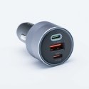 FORCELL F-ENERGY Alu autolaturi 2 x Type C + USB A PD QC4.0 SFC 2.0 4.5A 65W harmaa FORCELL F-ENERGY Alu autolaturi 2 x Type C + USB A PD QC4.0 SFC 2.0 4.5A 65W harmaa