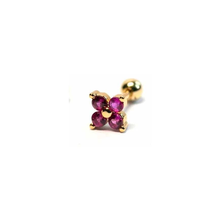 Troli Beautiful gold-plated labret with crystals Flower
