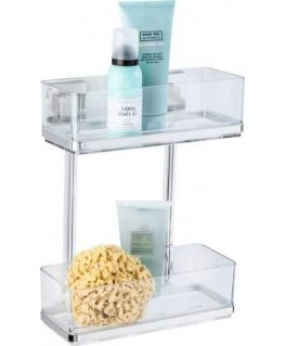 Rectangular bathroom shelf QUADRO, Vacuum-Loc, for shower, 2 levels, WENKO