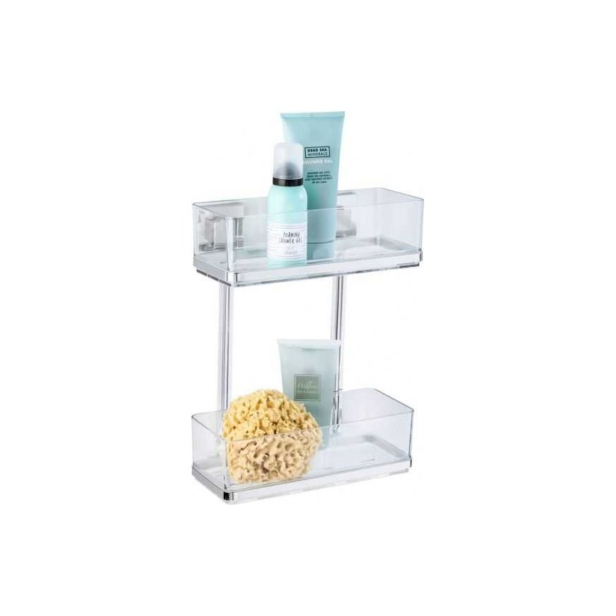 Rectangular bathroom shelf QUADRO, Vacuum-Loc, for shower, 2 levels, WENKO