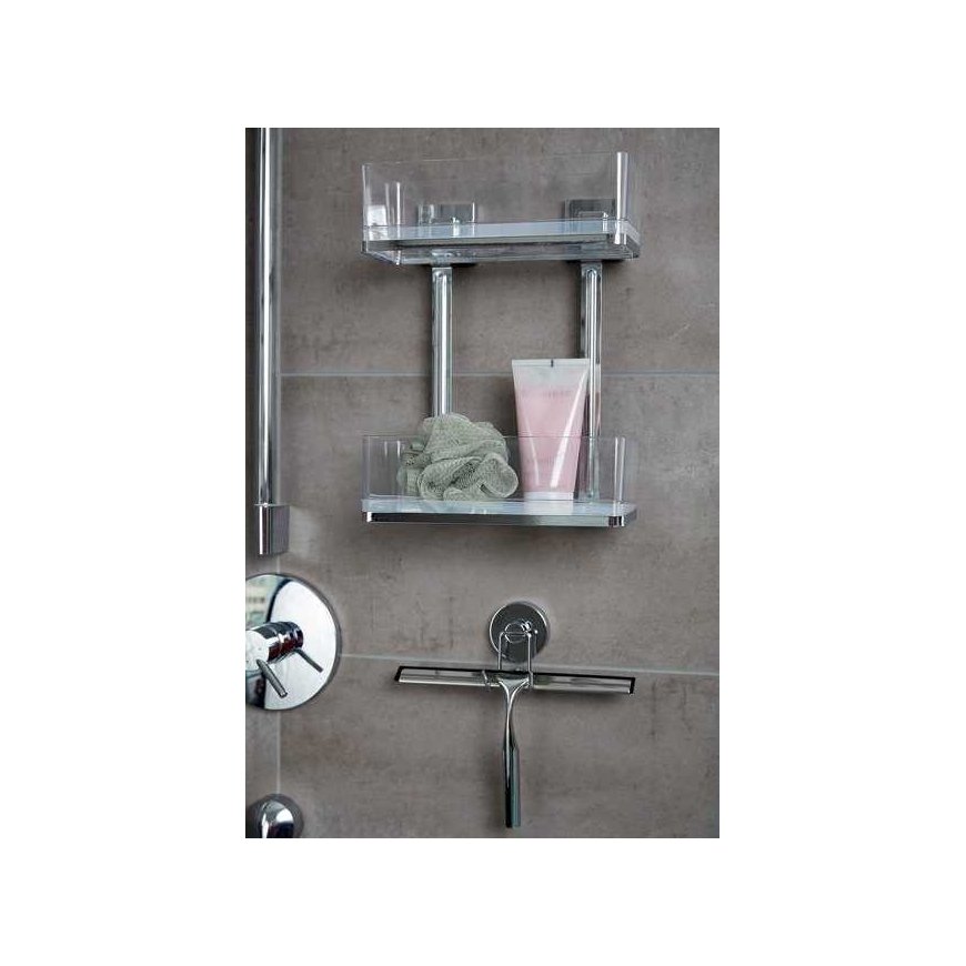 Rectangular bathroom shelf QUADRO, Vacuum-Loc, for shower, 2 levels, WENKO – 5