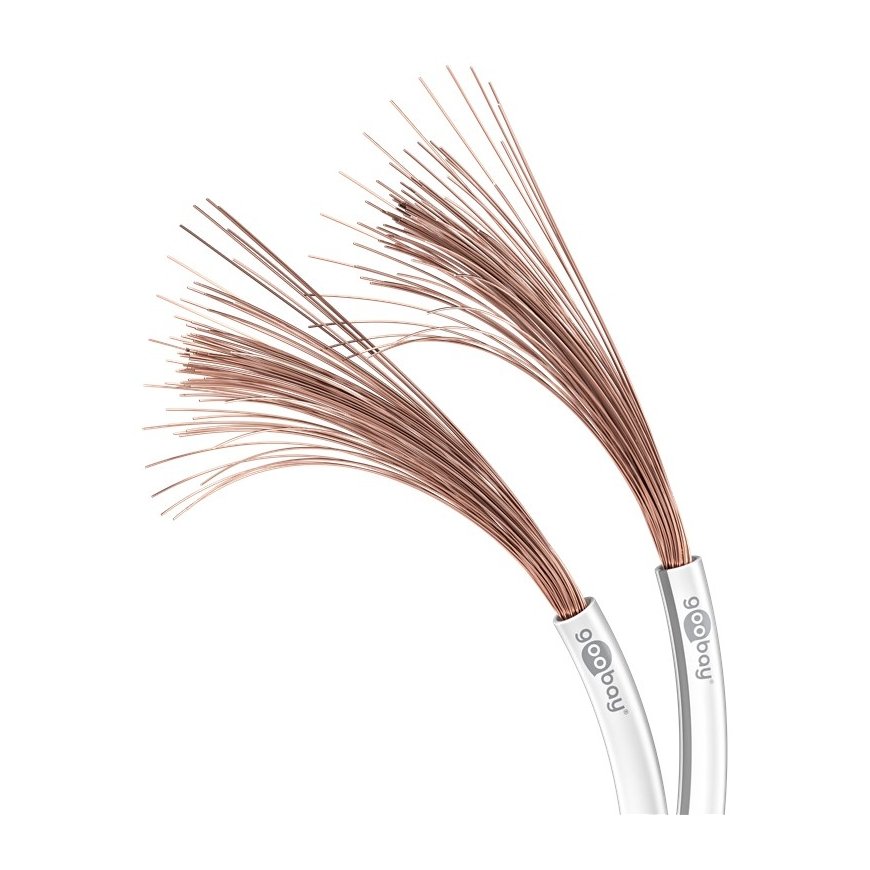 Goobay Speaker Cable, white, OFC CU, 10 m roll, diameter 2 x 1.5 mm2, Eca – 2
