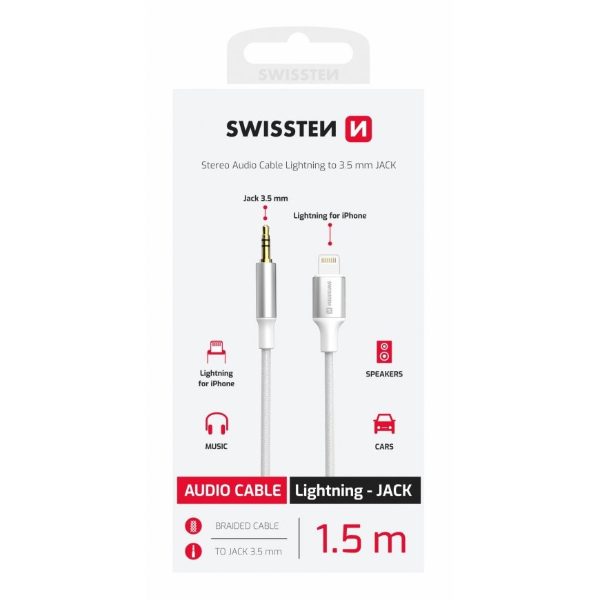 Swissten Audio Adapter Textile Lightning -