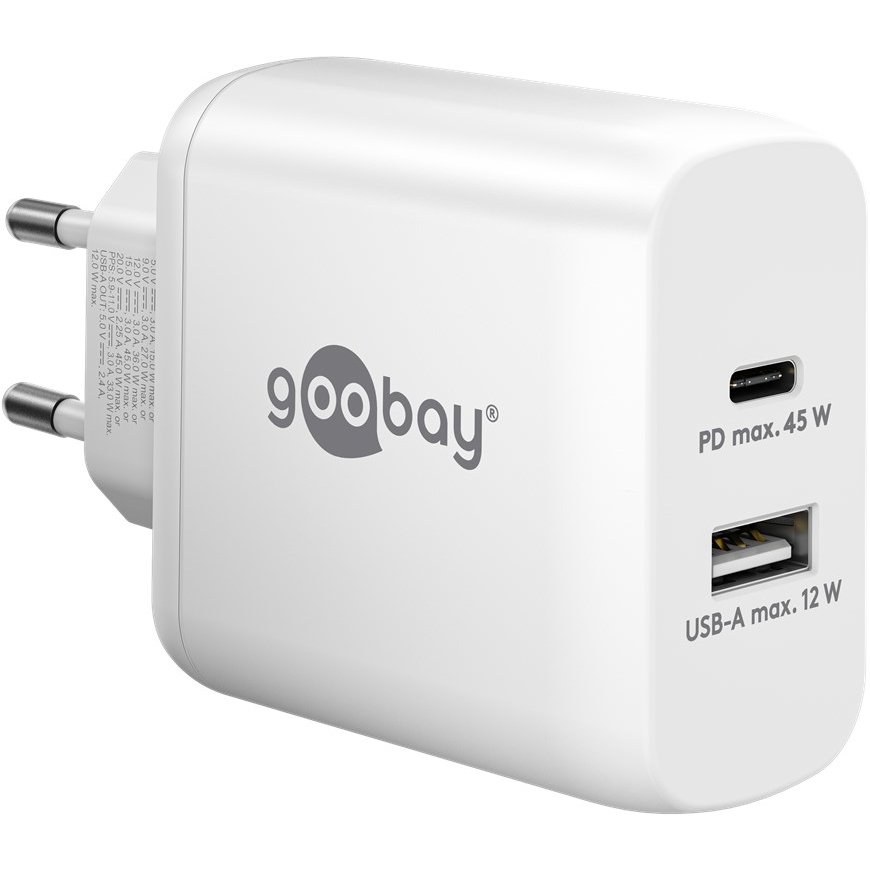 Goobay 65412 mobiilseadme laadija Kõrvaklapid, Sülearvuti, Nutitelefon, Tahvel Valge Vahelduvvool Ho