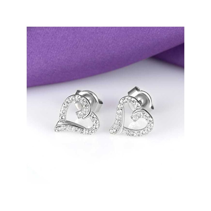 Brilio Silver Delicate kullatut sydänkorvakorut zirkoneilla EA100Y – 4