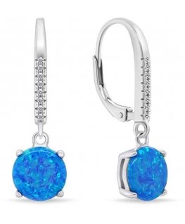 Brilio Silver Beautiful silver earrings with blue opals EA1166WB