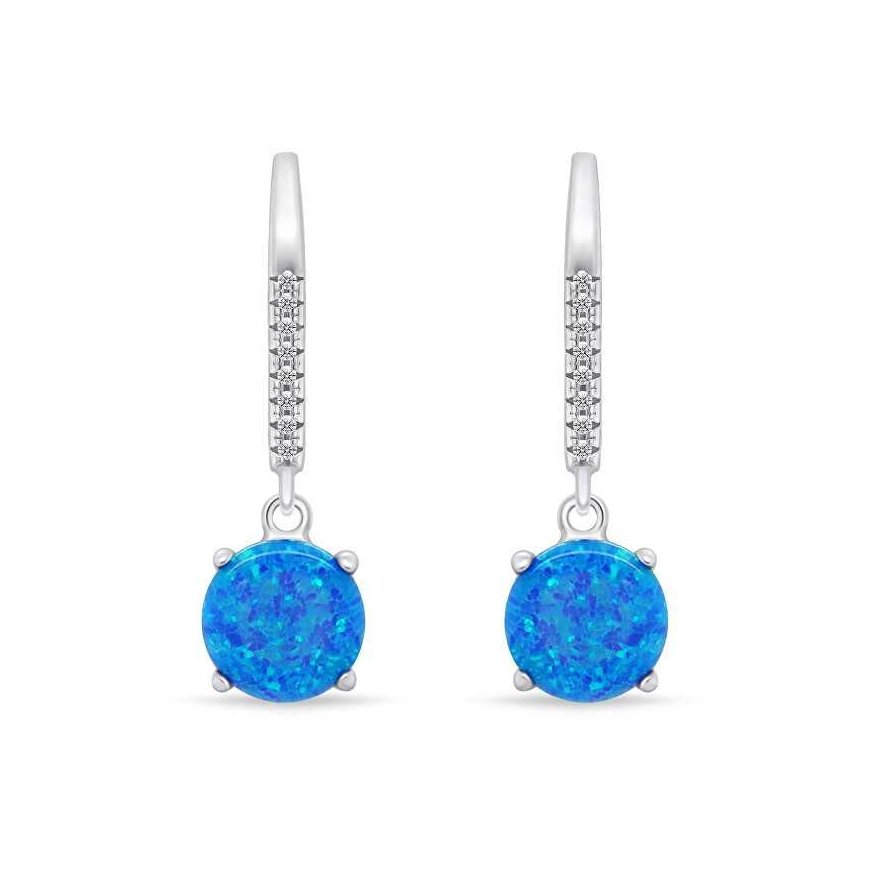 Brilio Silver Beautiful silver earrings with blue opals EA1166WB – 5