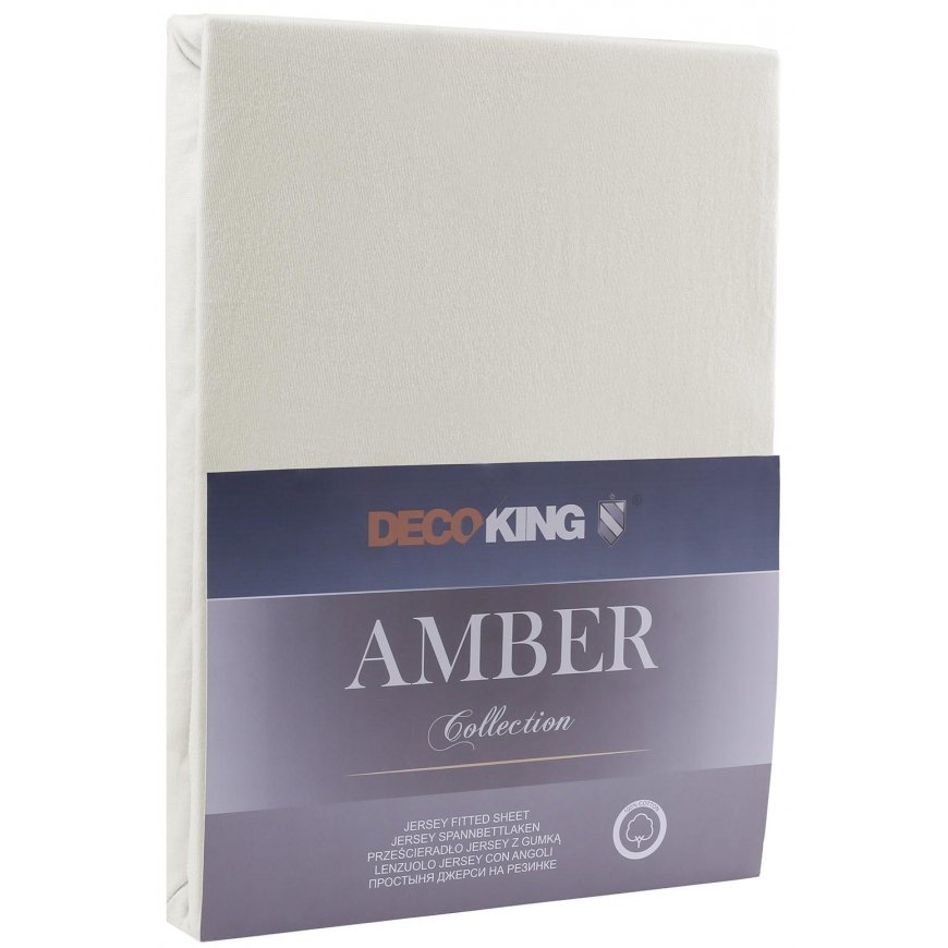 DecoKing Amber fitted sheet, ecru, 120x200 cm, with elastic