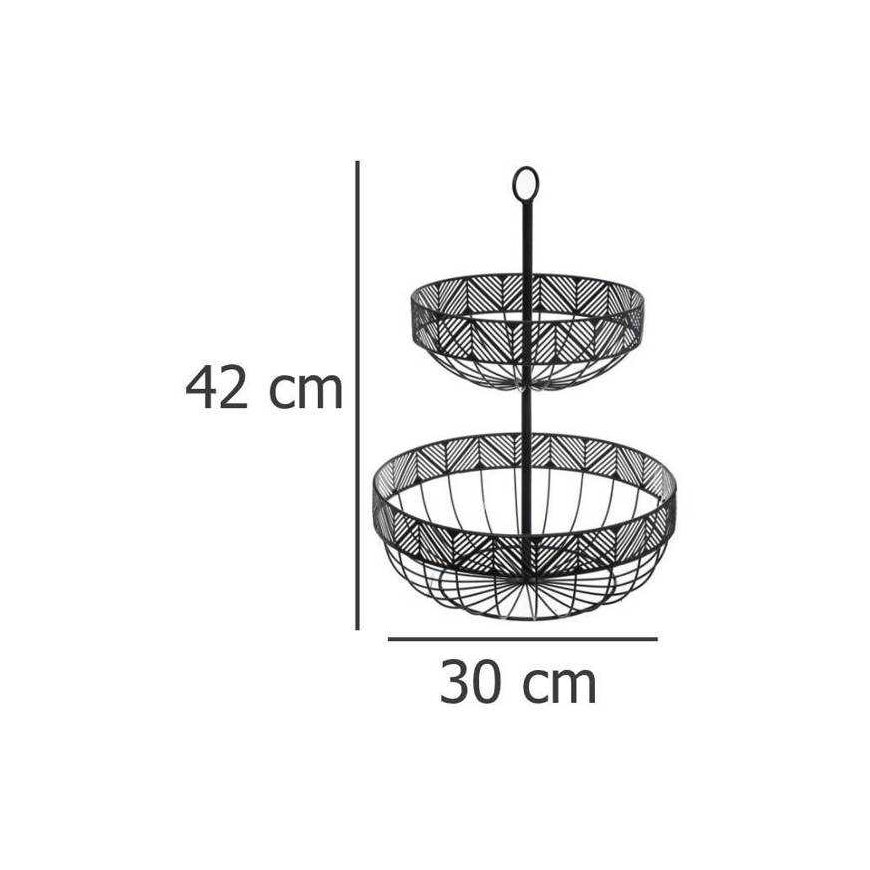Secret De Gourmet Fruit Plate FRISE Metal 2 Levels Black – 2
