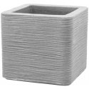 Square garden pot 50 x 50 cm Cube grooved grey PATIO Square garden pot 50 x 50 cm Cube grooved grey PATIO