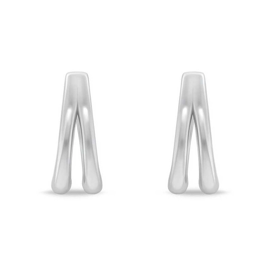 Brilio Silver Fashionable silver hoop earrings EA1153W – 2