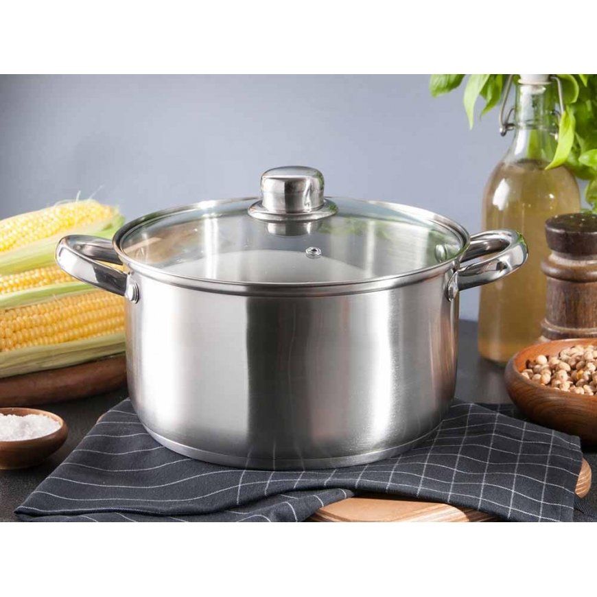 FABIO STAINLESS STEEL POT 4.7L. 22CM WITH GLASS LID – 2