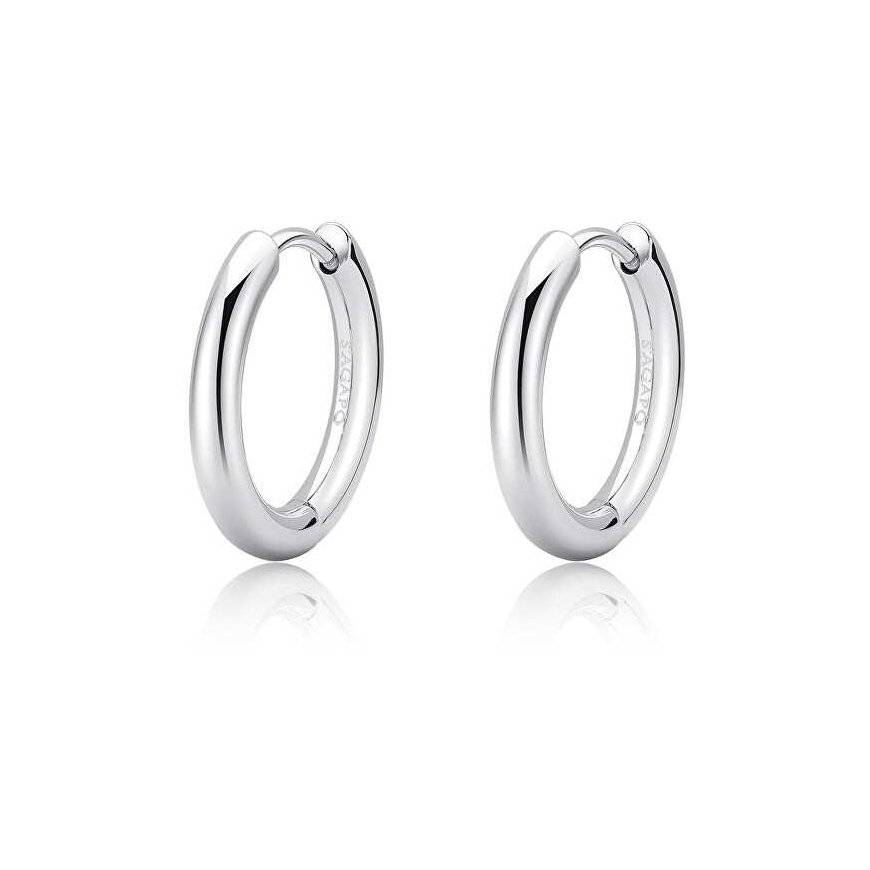 Sagapo Minimalist Steel Hoop Earrings Chunky SHK69