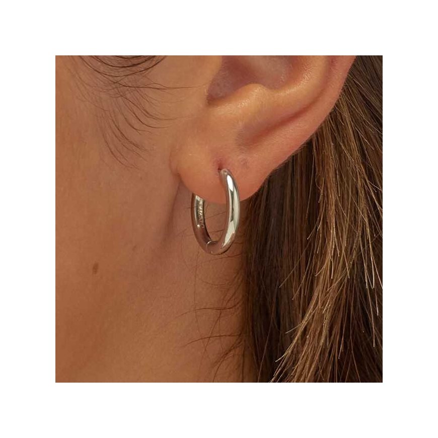 Sagapo Minimalist Steel Hoop Earrings Chunky SHK69 – 2