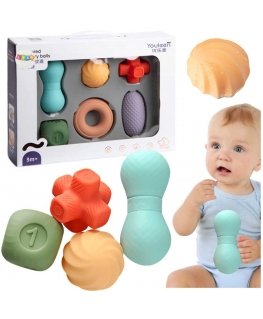 Lean Toys Set of Soft Sensory Toys Colored Blocks 6pcs