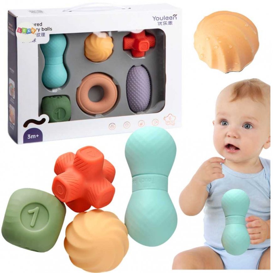Lean Toys Set of Soft Sensory Toys Colored Blocks 6pcs