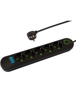 Blow PS-520 5-socket 3xUSB power strip 2m black 2x1mm