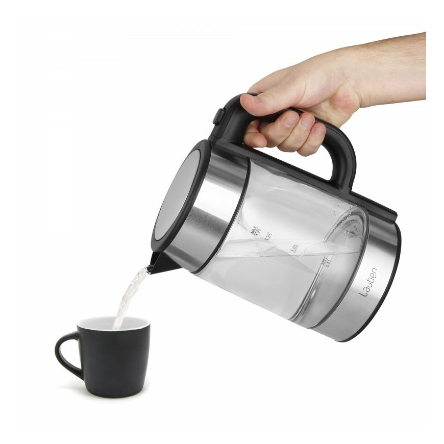 Lauben LBNEK17GS elektrinis virdulys 1,7 L 2200 W Juoda, Nerūdijančiojo plieno, Permatomas – 2