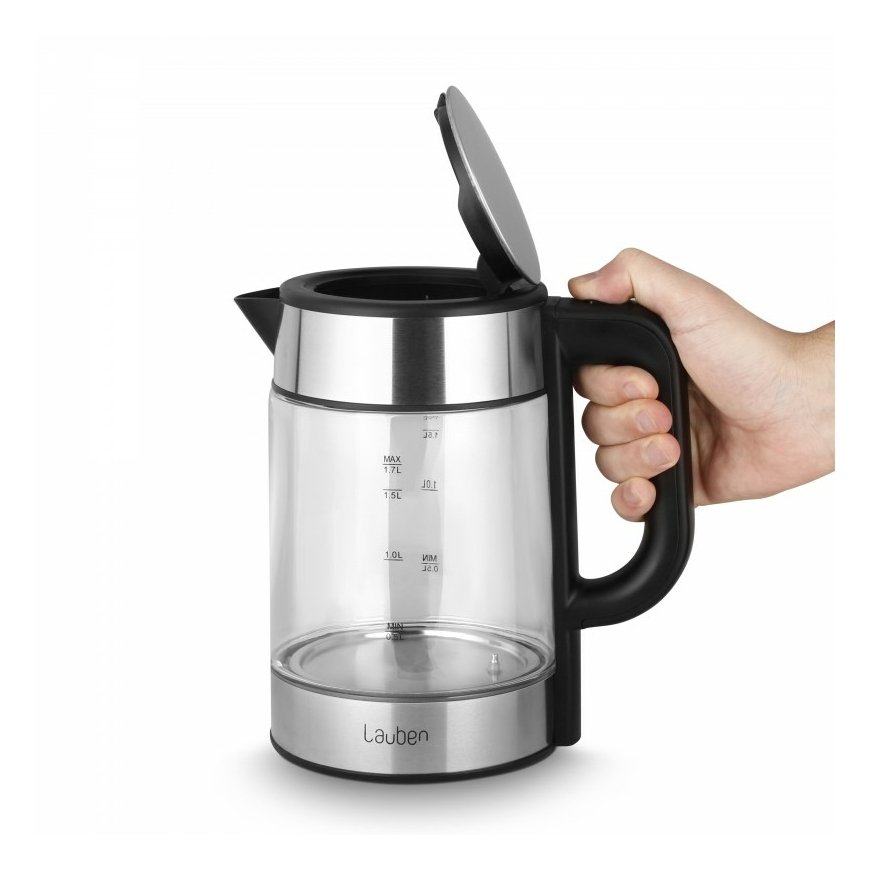 Lauben LBNEK17GS elektrikann 1,7 l 2200 W Must, Roostevaba teras, Läbipaistev – 3