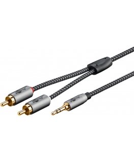 Goobay 65288 audio cable 2 m 3.5mm 2 x RCA Black, Silver
