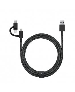 Native Union BELT-ULC-CS-BLK-NP USB kabelis 2 m USB A USB C/Micro USB A/Lightning Melns