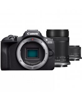 Canon EOS R100 + RF-S 18-45mm F4.5-6.3 IS STM + RF-S 55-200mm F5-7.1 IS STM Kit MILC 24,1 MP CMOS 6000 x 4000 pikseļi Melns