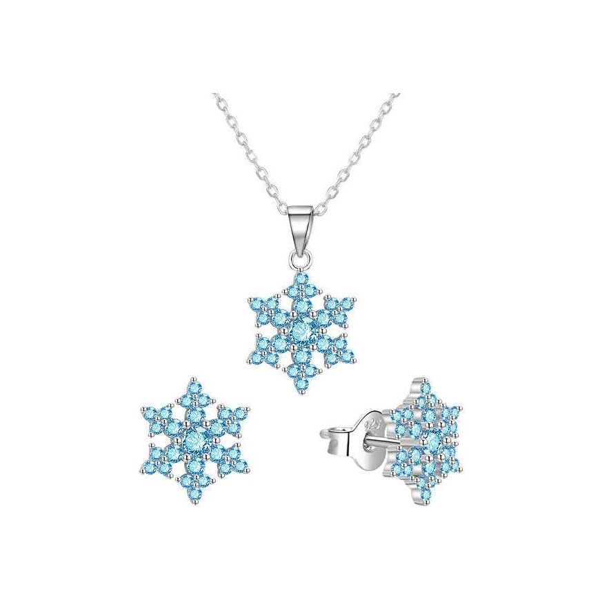 Agato Silver Jewelry Set Snowflakes with