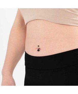 Troli Steel navel piercing with black crystal