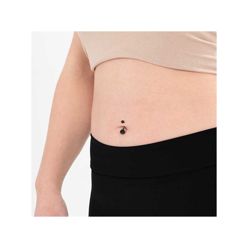 Troli Steel navel piercing with black crystal