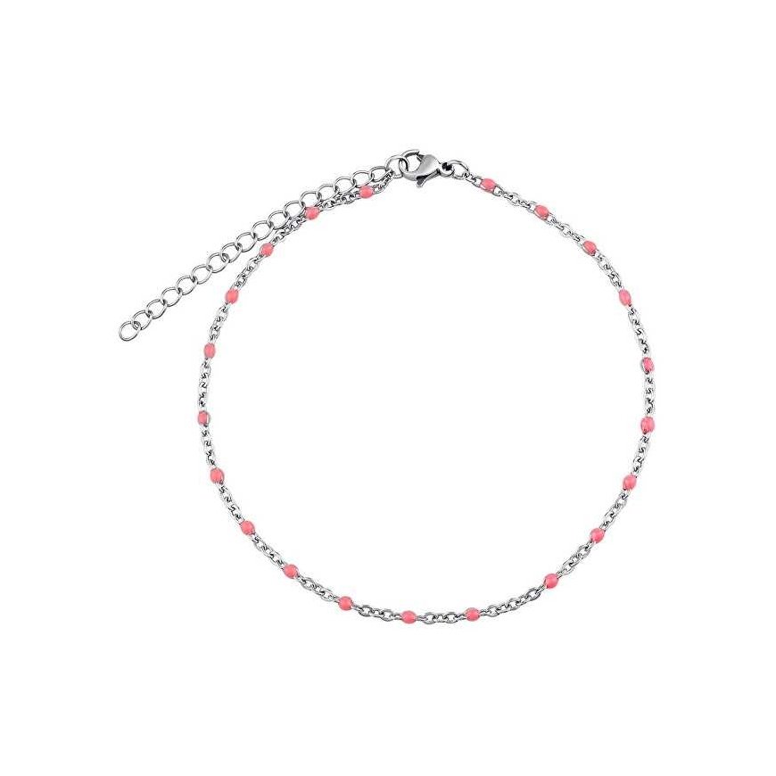 Silvego Steel anklet - pink KMM1743