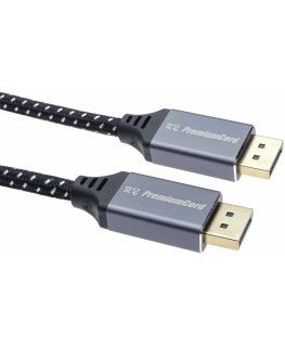 PremiumCord DisplayPort 1.4 Connector Cable 8K raiška, metalinės ir auksinais dengtos jungtys, 5m