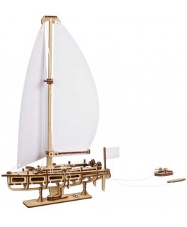 Ugearsmodels Beautiful Ocean Yacht with White Sails - Mechanical Assembly Model - Plywood - 95 Elements - Ugears