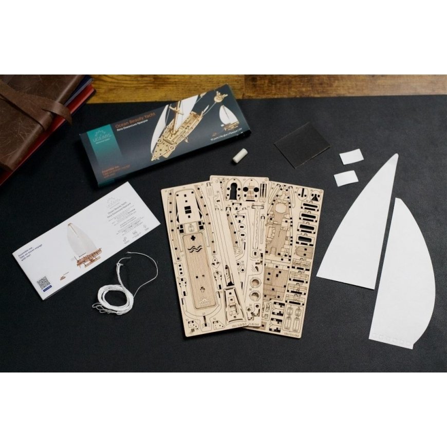 Ugearsmodels Beautiful Ocean Yacht with White Sails - Mechanical Assembly Model - Plywood - 95 Elements - Ugears – 3