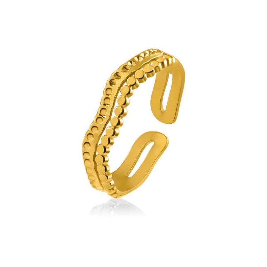 Troli Wavy Gold Plated Steel Ring – 3