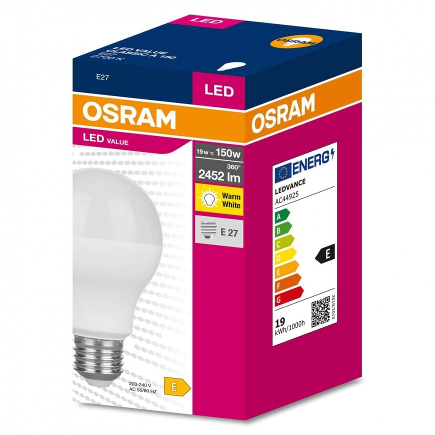 OSRAM VALUE E27 19W/827 CLA150W warm 2700k