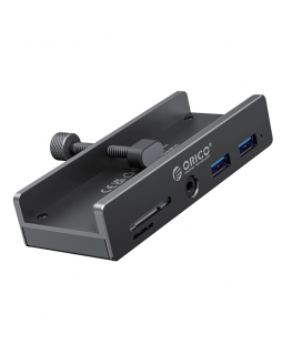 Orico MH5PMM Clamp-mounted Hub USB-C / 2x USB-A 3.0, + SD&TF + 3.5mm Audio - Black