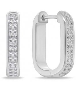 Brilio Silver Oval silver earrings with zircons EA1139W