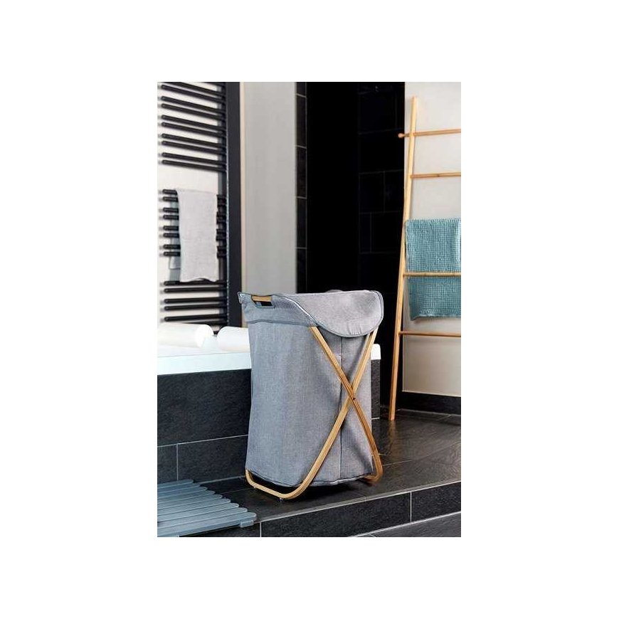 Wenko Bamboo Bamboo laundry basket, closed, capacity 79 liters – 4