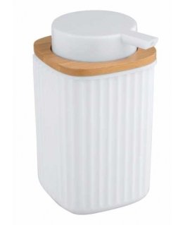 WENKO Rotello soap dispenser 0.25 L White, Wood