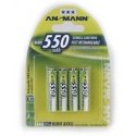 Ansmann Blister 4 X Accu, AAA, 550 mAh AAA / HR03 Nikkelimetallihybridi (NiMH)