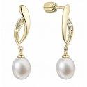 Evolution Group Elegant gold-plated earrings with river pearl and zircons 21103.1B Evolution Group Elegant gold-plated earrings with river pearl and zircons 21103.1B
