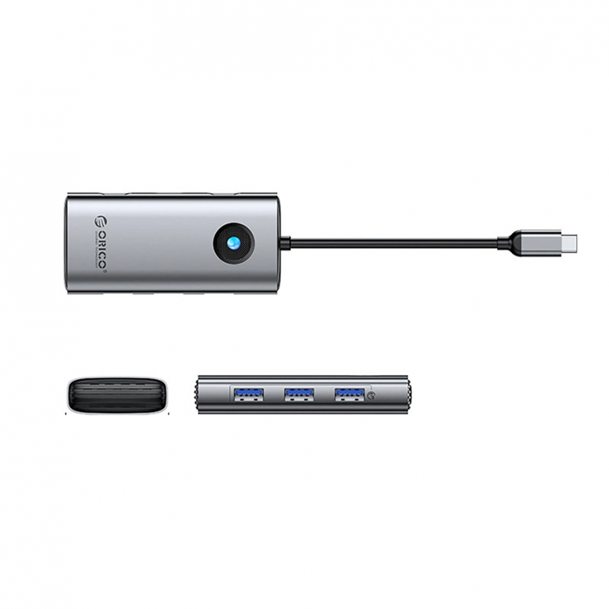 Orico PW11-6P USB-C šakotuvo prijungimo stotis 3x USB-A 3.0 + 1x USB-C 2.0 + 1x HDMI - pilka – 2