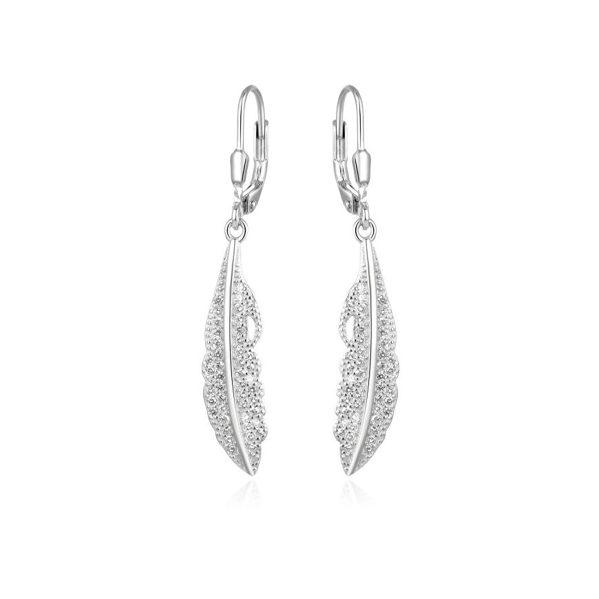 Beneto Timeless silver feather earrings AGUC2391L