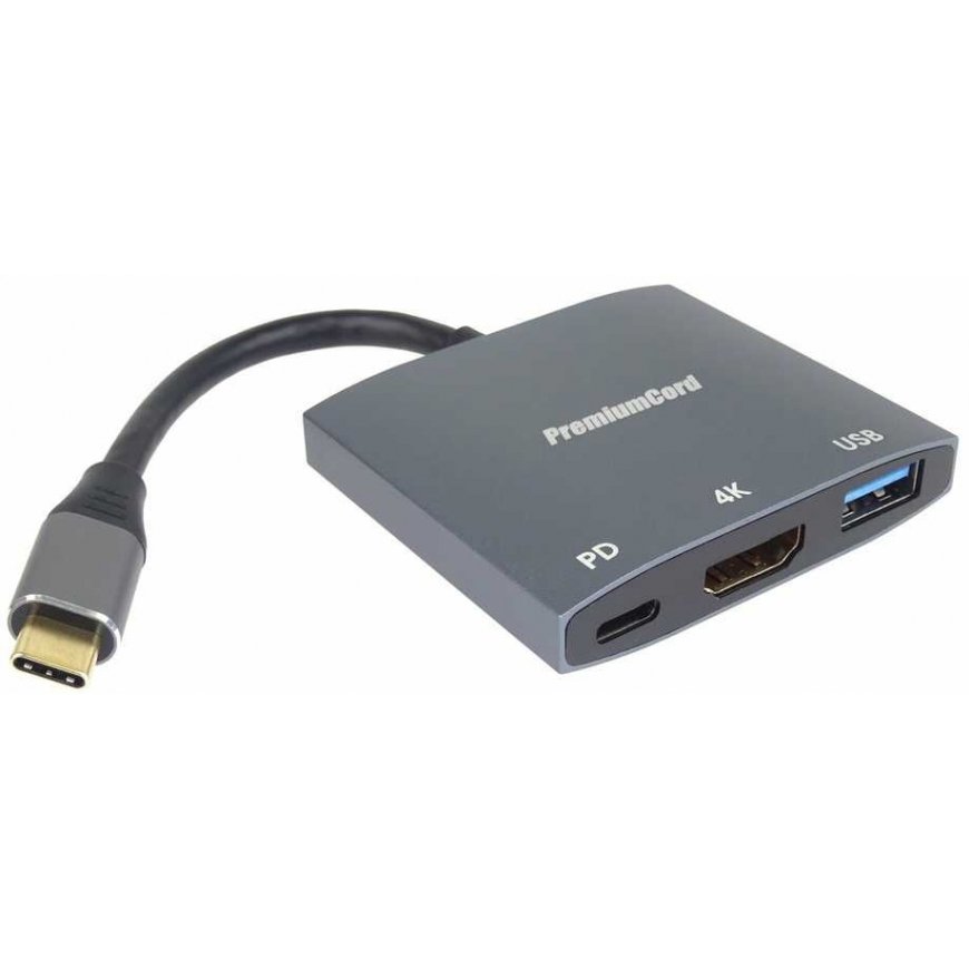 PremiumCord adapter USB-C to HDMI, USB3.0, PD, 4K and FULL HD 1080p resolution – 3