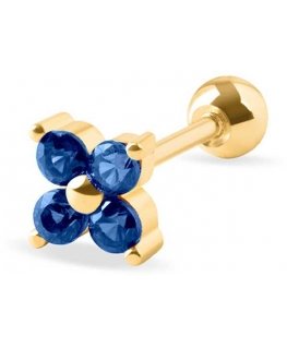 Troli Delicate gold-plated earring with blue crystals
