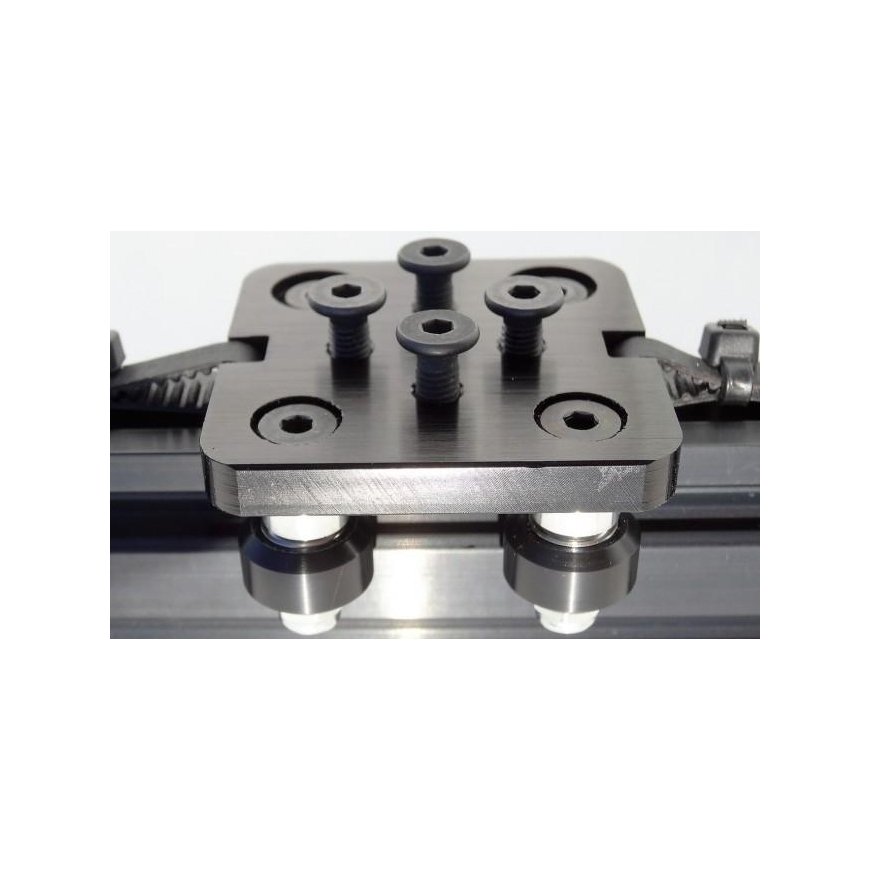 Drilled Mini V-Slot carriage kit mounted on aluminum profile – 3