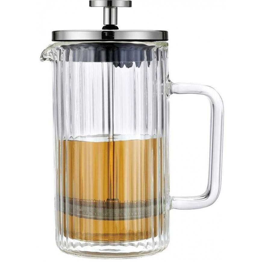 ZAPARZACZ DO KAWY HERBATY SZKLANY 1000ML FRENCH PRESS KLAUSBERG KB-7758 Sidabrinis