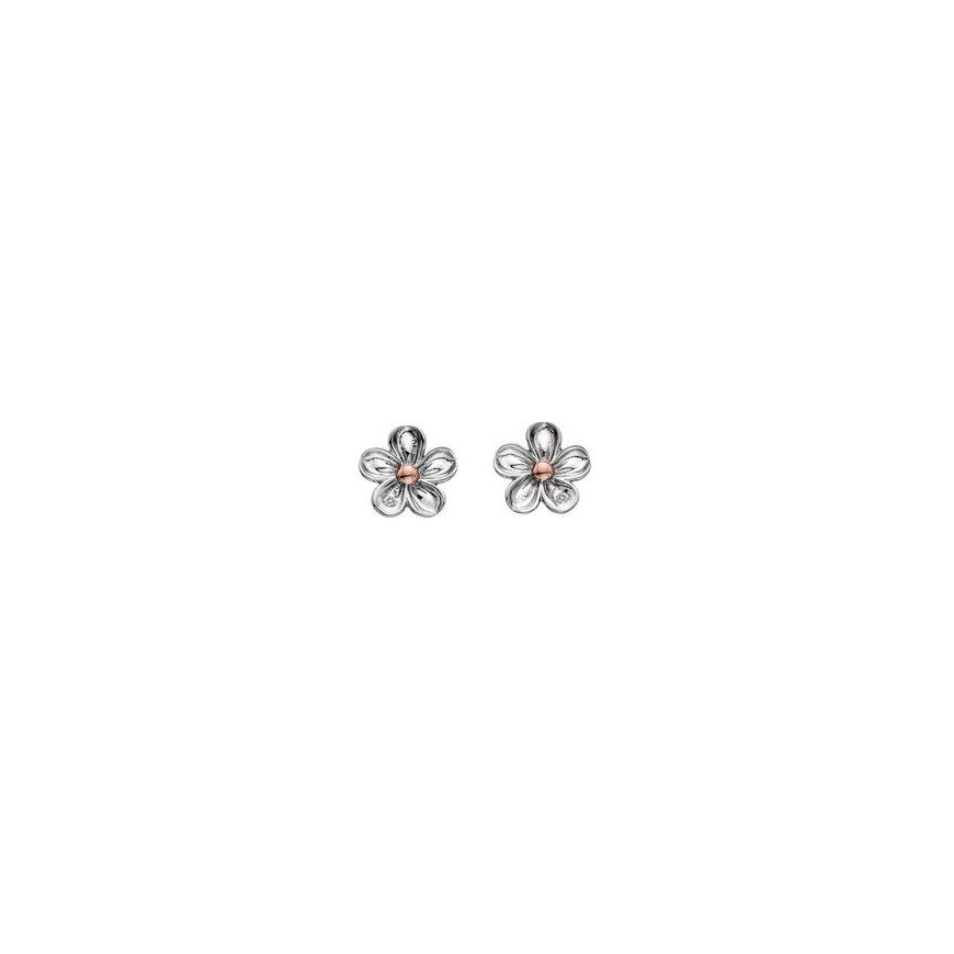 Hot Diamonds Sidabrinis gėlių auskarai su deimantais Forget me not DE618