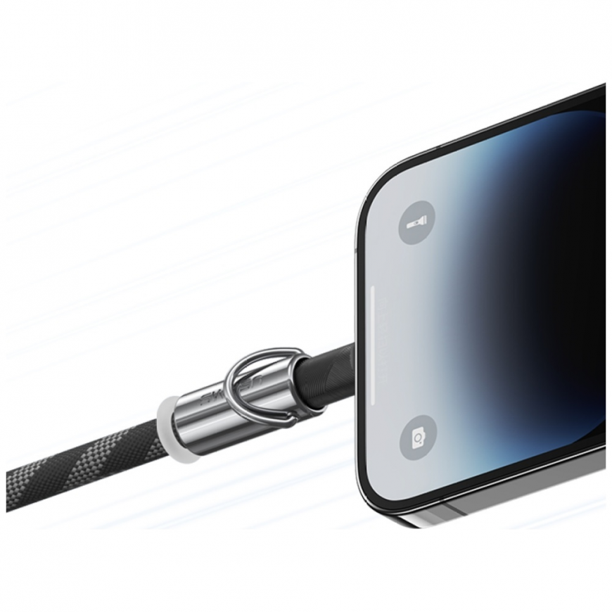 Smycz do telefonu su kablem do ładowania Usams SJ746 30W USB-C do Lightning 1.2m juoda – 3